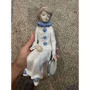 Vintage Casades SA Porcelain‎ Clown w/Tambourine-8"Tall Made In Spain